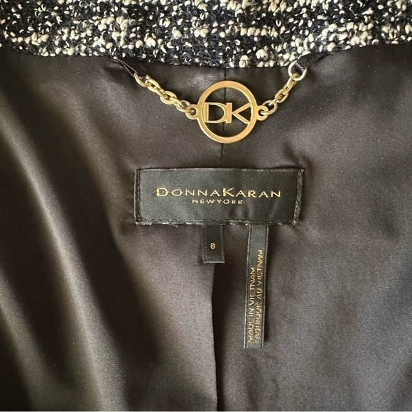 Y2K Donna Karan Womens 8 fitted minimalist jacket black boucle knit - Picture 3 of 12